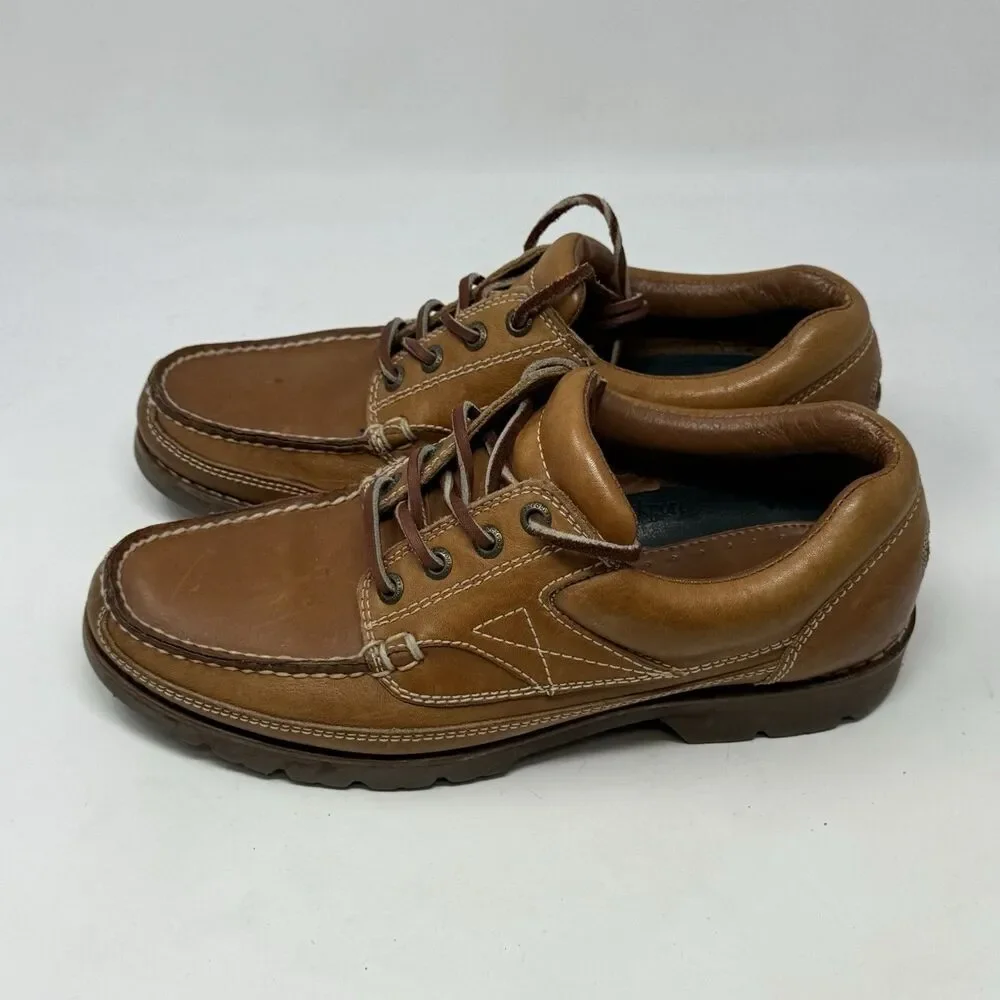 Rockport Lug Sole Moc Toe Shoes Mens 9 M Brown Leather Casual Boat Lace Up